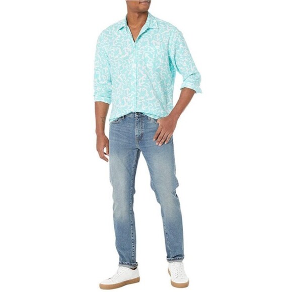 Amazon Essentials Men's Sz XL Green long sleeved linen cotton shirt regular fit - Picture 6 of 16